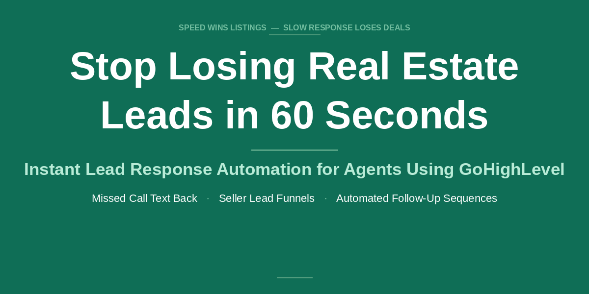 GoHighLevel for real estate agents 2026 - lead capture and follow-up automation
